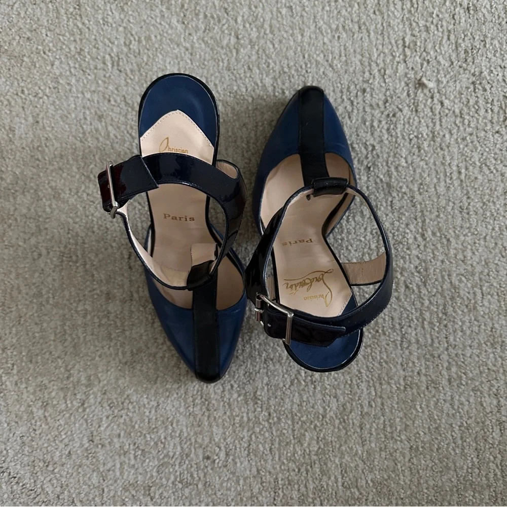 Christian Louboutin Black and Blue Heels - Picture 5 of 6